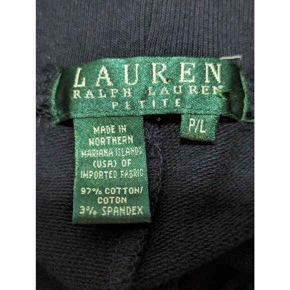 Lauren Ralph Lauren Women's Black Petite Large French Terry Jogger Pants - Picture 2 of 7